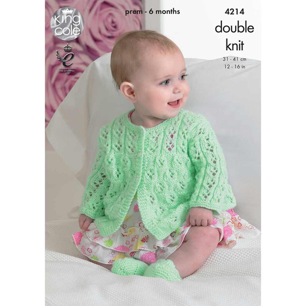 Babies Matinee Coats, Cardigan and Shoes Knitting Pattern | King Cole Comfort DK 4214 | Digital Download - Main image