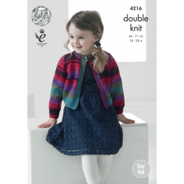 Girls Cardigans Knitting Pattern | King Cole 4216 | Digital Download - Main Image