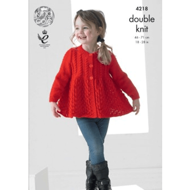 Girls Lace Cardigan and Sweater Knitting Pattern | King Cole Big Value Baby DK 4218 | Digital Download - Main Image