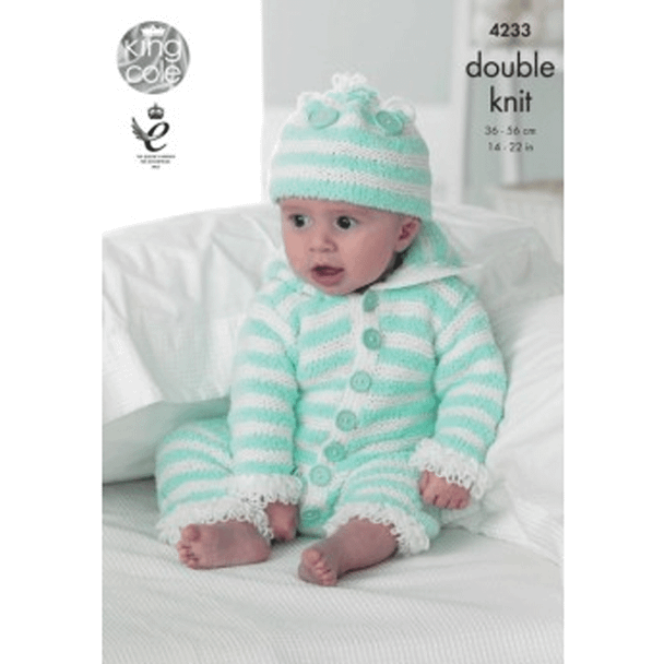 Baby Set Knitting Pattern | King Cole Cuddles DK and Big Value Baby DK 4233 | Digital Download - Main Image