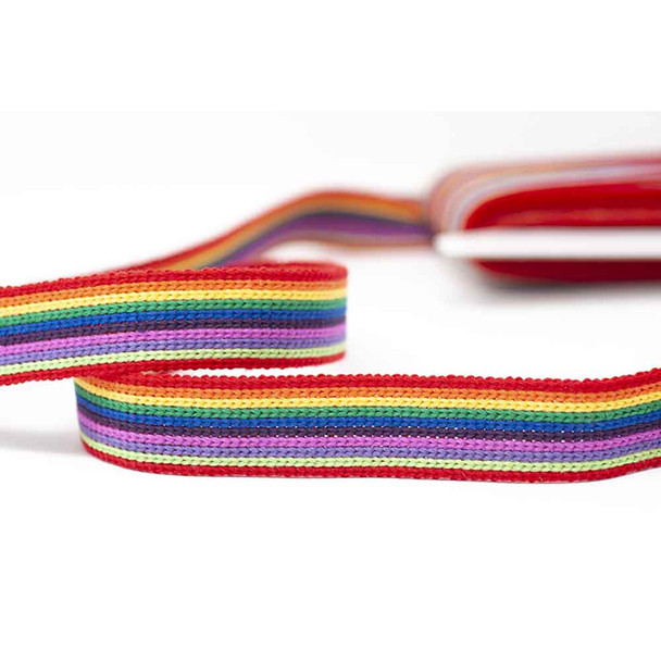 25mm Cotton / Acrylic Webbing | Rainbow | Dookkii price per metre