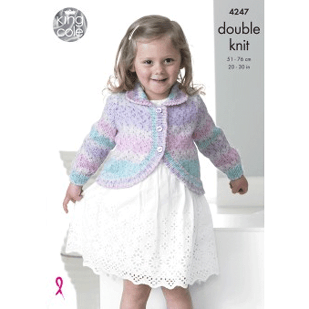 Girls Cardigan and Sweater Knitting Pattern | King Cole Splash DK 4247 | Digital Download