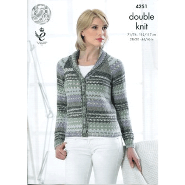 Ladies Raglan Jackets Knitting Pattern | King Cole Drifter DK 4251 | Digital Download - Main Image