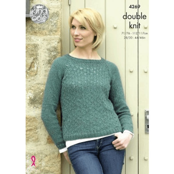 Ladies Sweaters with Short or Long Sleeves Knitting Pattern | King Cole Panache DK 4269 | Digital Download - Main Image