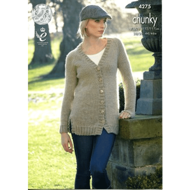 Ladies Sweater and Cardigan Knitting Pattern | King Cole New Magnum Chunky 4275 | Digital Download - Main Image