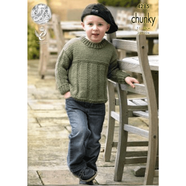 Children Sweater and Cardigan Knitting Pattern | King Cole New Magnum Chunky 4285 | Digital Download - Main Image