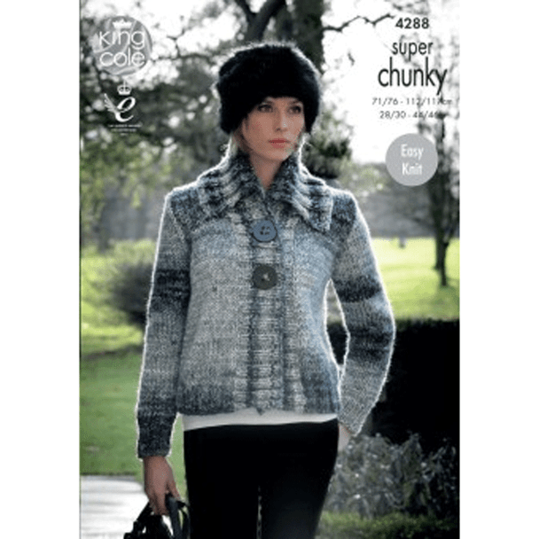 Ladies Jacket and Sweater Knitting Pattern | King Cole Big Value Super Chunky Tints 4288 | Digital Download - Main Image