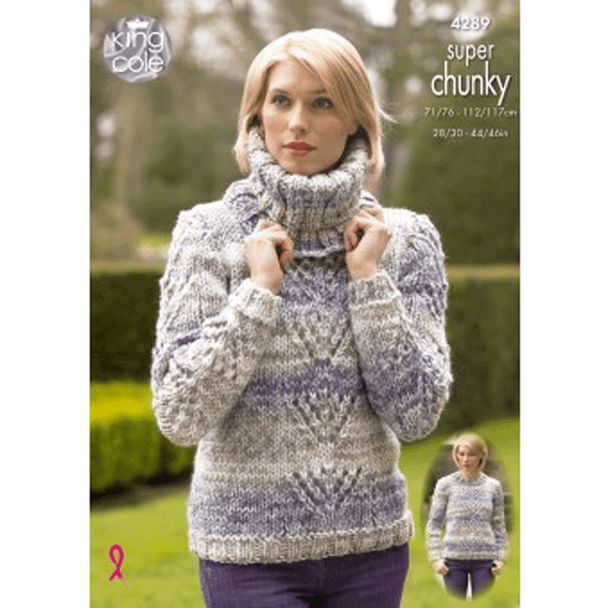Ladies Sweaters, and Cowl Knitting Pattern | King Cole Big Value Super Chunky Tints 4289 | Digital Download - Main Image