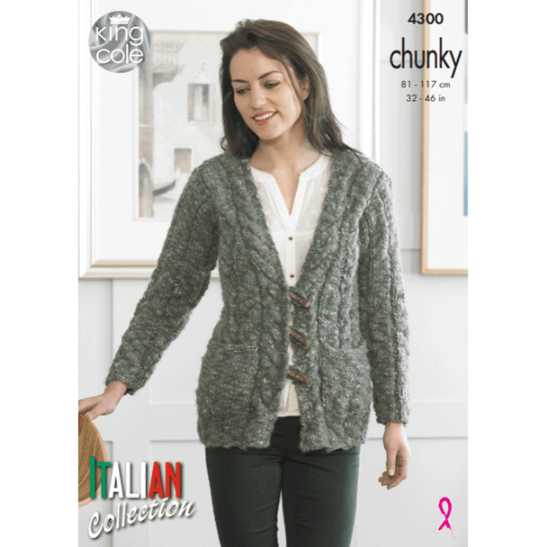 Ladies Cardigan and Sweater Knitting Pattern | King Cole Verona Chunky 4300 | Digital Download - Main Image