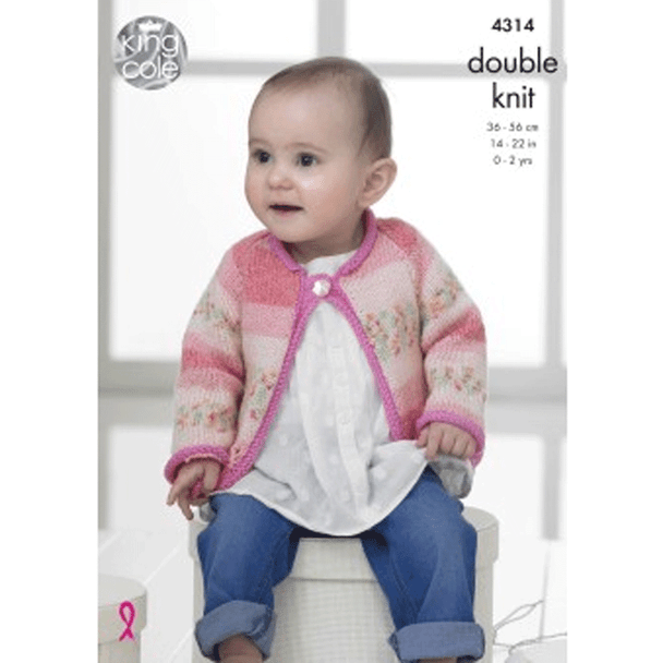 Babies Dress, Cardigan, Waistcoat and Blanket Knitting Pattern | King Cole Drifter for Baby DK and Cotton Soft DK 4314 | Digital Download - Main Image