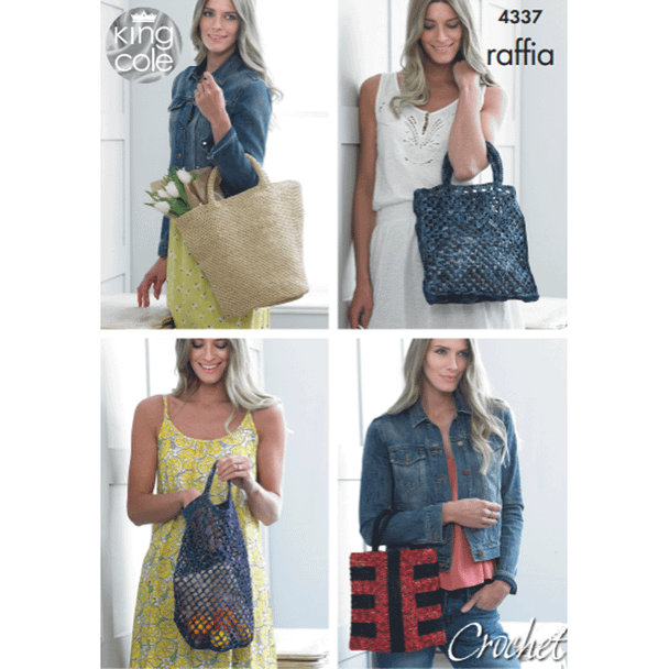 Ladies Crocheted Bags Crochet Pattern | King Cole Raffia Chunky 4337 | Digital Download - Main Image
