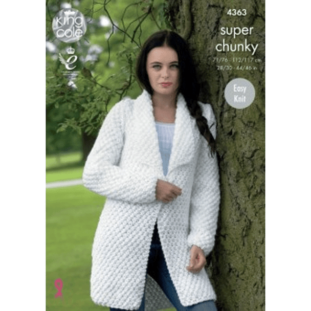 Ladies Jacket and Sweater Knitting Pattern | King Cole Big Value Super Chunky 4363 | Digital Download - Main Image
