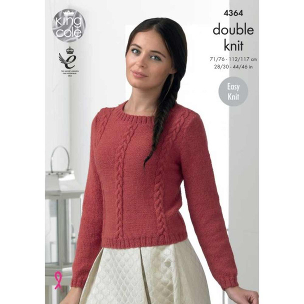 Ladies Sweaters Knitting Pattern | King Cole Baby Alpaca DK 4364 | Digital Download - Main image