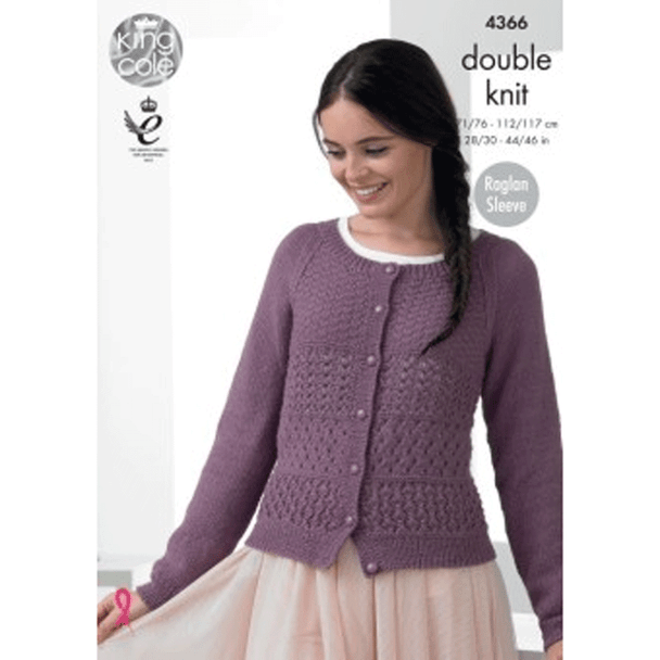 Ladies Sweater and Cardigan Knitting Pattern | King Cole Baby Alpaca DK 4366 | Digital Download - Main Image