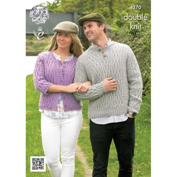 Ladies Men Cardigan and Sweater Knitting Pattern | King Cole Merino Blend DK 4370 | Digital Download - Main image