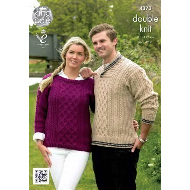 Ladies Men Sweater Knitting Pattern | King Cole Merino Blend DK 4373 | Digital Download - Main image