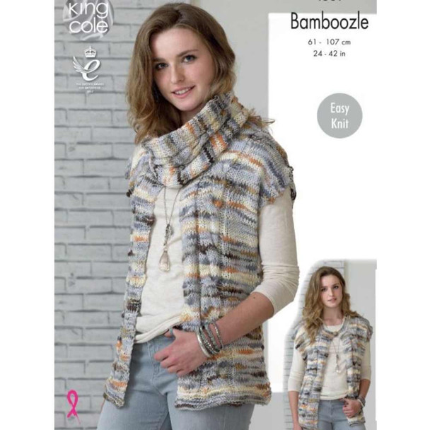 Ladies Waistcoats Knitting Pattern | King Cole Bamboozle 4389 | Digital Download - Main image