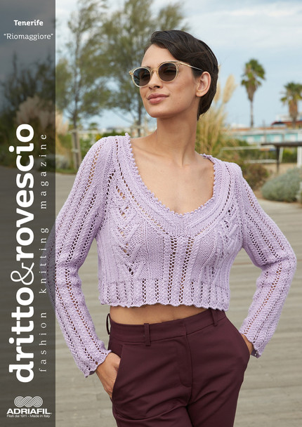 Ladies Cropped Sweater Knitting Pattern in Adriafil Tenerife | Ideal for experienced knitter Digital Download - Main image