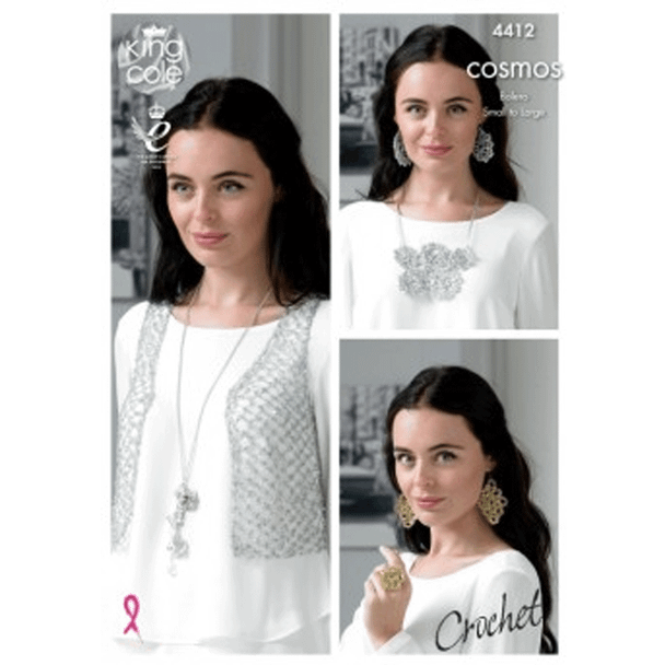 Ladies Bolero and Jewellery Crochet Pattern | King Cole Cosmos 4412 | Digital Download - Main Image