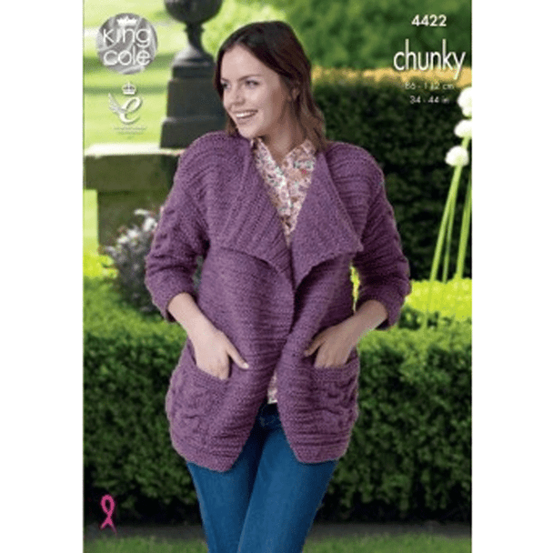 Ladies Jacket and Sweater Knitting Pattern | King Cole Chunky Tweed 4422 | Digital Download - Main Image