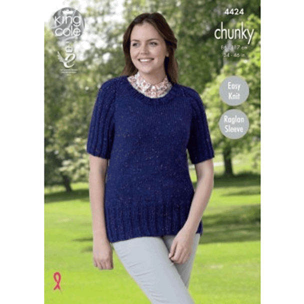 Ladies Jacket and Sweater Knitting Pattern | King Cole Chunky Tweed 4424 | Digital Download - Main Image
