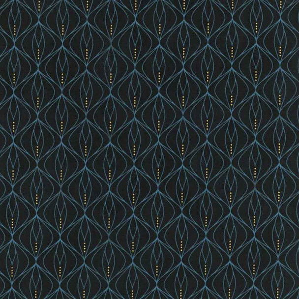 Art Deco on Evening Grey with Gold Metallic | 1832M-15 | Flirtation | Zen Chic | Moda Fabrics