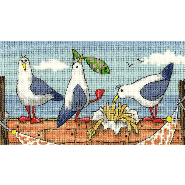 Fish 'n Chips | By the Sea Collection | 14 Count Cross Stitch Kit | Karen Carter