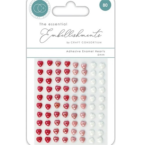 Craft Consortium The Essential Embellishments | Adhesive Enamel Hearts