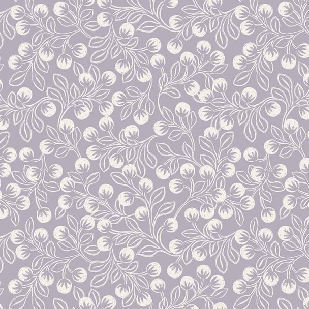 Secret Winter Garden Flannel Lewis & Irene Fabric | F658.3 Snowberries on Iced Lavender - Main Image