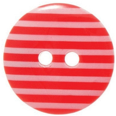 Trimits Striped Round Red Polyester 18mm Diameter Button