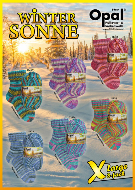 Opal Winter Sun (Winter Sonne) 8 Ply Sock Yarn, 150g Balls | 6 Awesome Shades