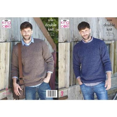 Mens Sweaters  Knitting Pattern | King Cole Homespun DK 5799