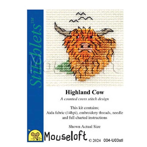 Highland Cow | Stitchlets | Mini Cross Stitch Kits | Mouseloft