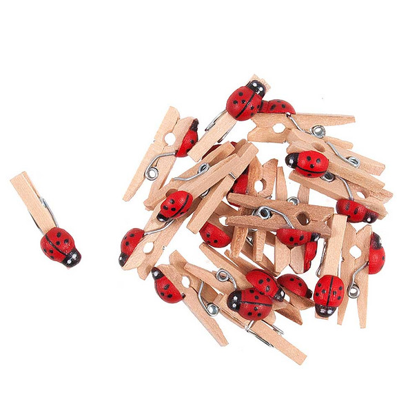 Little Wooden Ladybird Pegs | 20pcs | Trimits