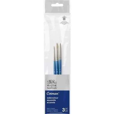 Winsor & Newton Cotman Watercolour Brushes | Short Handle | Set of 3 - Round 2 , One Stroke 6 mm, Fan 4
