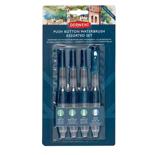 Derwent Push Button Waterbrush Assorted Set