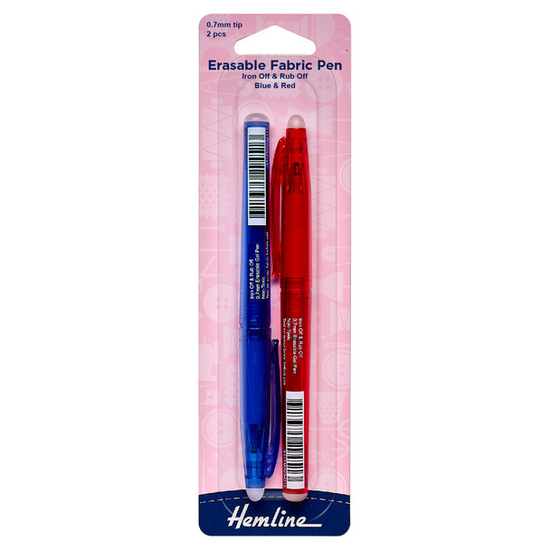 Red and Blue Erasable Fabric Pens | Rub Off or Iron Off | Hemline