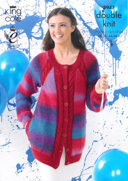 DK Pattern for Cabled Cardigan and Sweater - King Cole Riot 3947 - Image 1