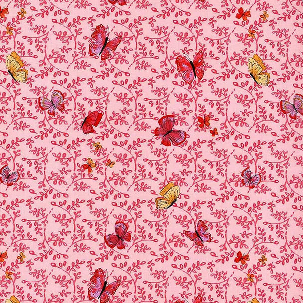 Butterflies on Carnation Pink | 48784-19 | Superbloom | Robin Pickens