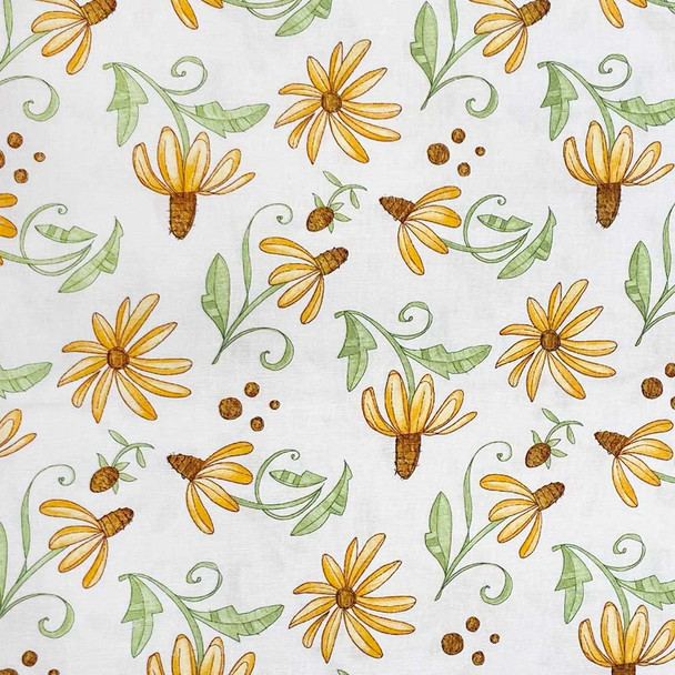 Yellow Cone Flowers on Cream | 49783-11 | Superbloom | Robin Pickens | Moda