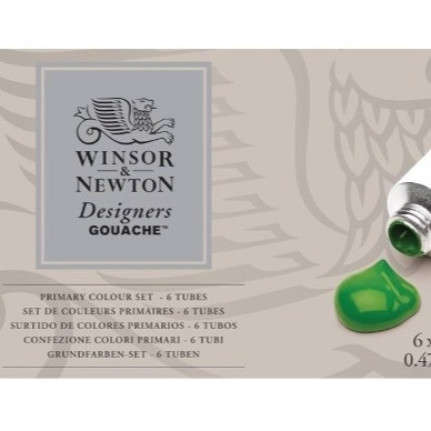 Winsor & Newton | Designers Gouache | Primary Colour Set – 6 x 14ml Tubes