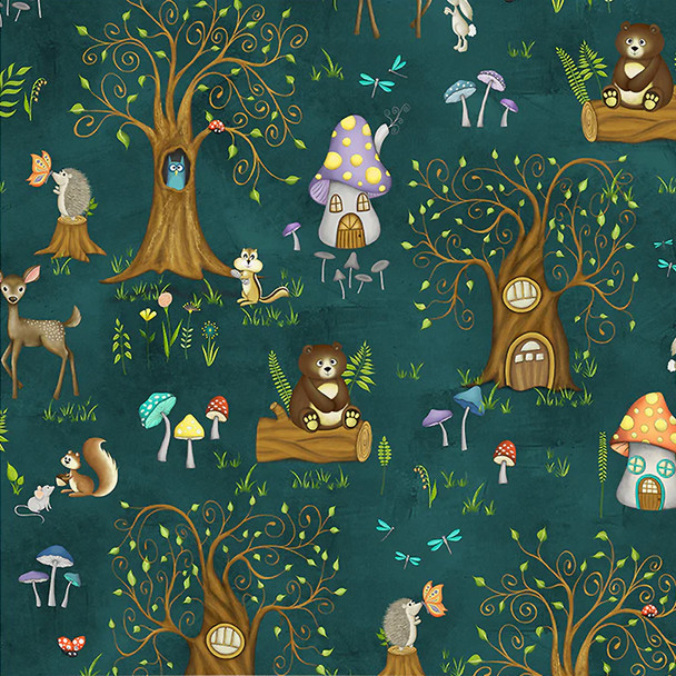 Enchanted Woods | Woodland Homes on Teal | 54520-3