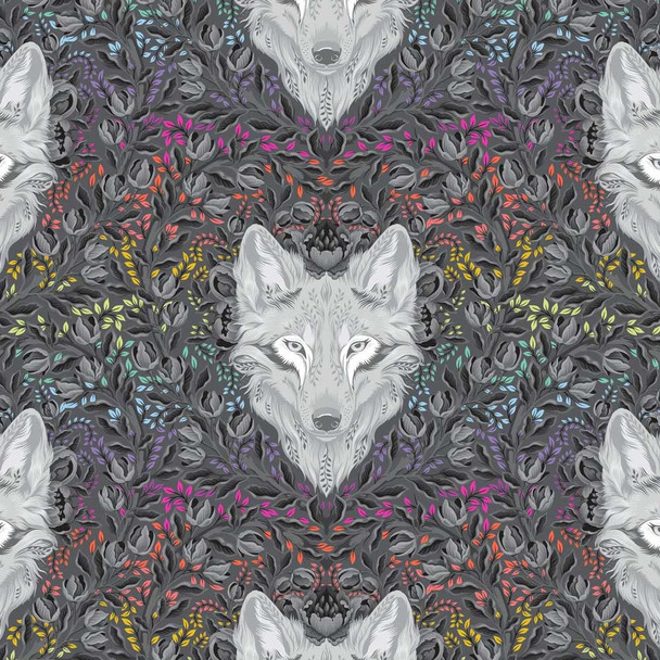 Graywork By Tula Pink | Wolf on Pink St - Carbon | PWTP256.CARBO | Price per 1/4 m