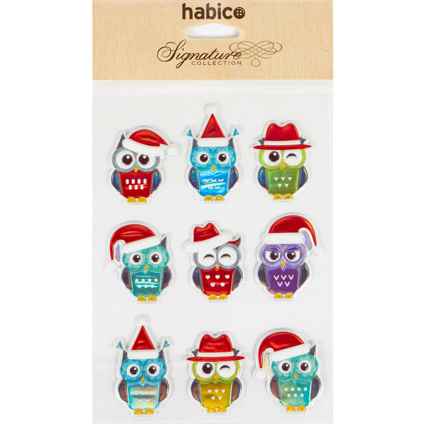 Puffy Irridescent Owl Stickers | 9 Stickers | Habico