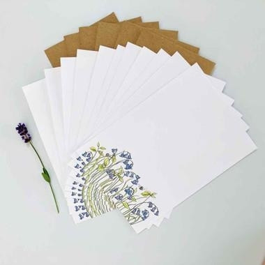 Ink and Snail Writing Sets, 12 Sheets of A5 Writing Paper with 6 Envelopes + 6 Stickers | Lavender