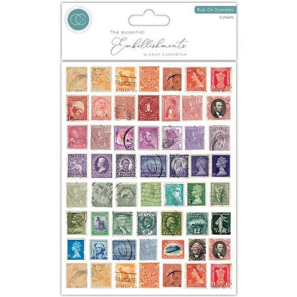 The Collector | Used Stamps Rub On Transfers | 2 Sheets