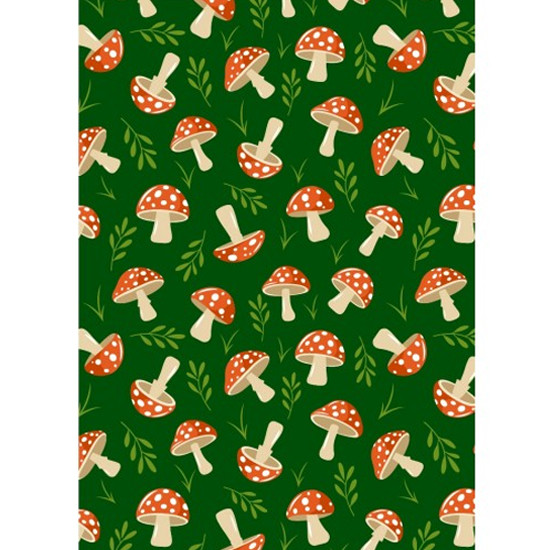 Red Spotted Toadstools on Forest Green | Printed Wincyette | 30520.101