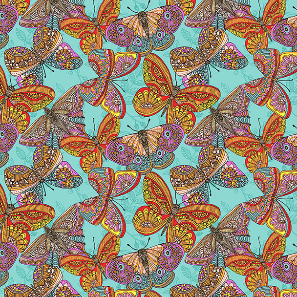 Butterfly Toss on Pale Teal | Small Wonders | 16502-38 | Valentina Harper