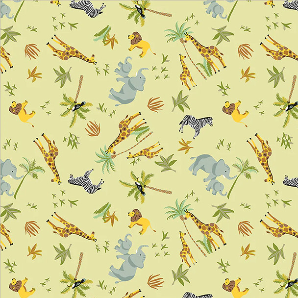 King of the Jungle | Jungle Scatter on Pale Olive | Windham Fabrics