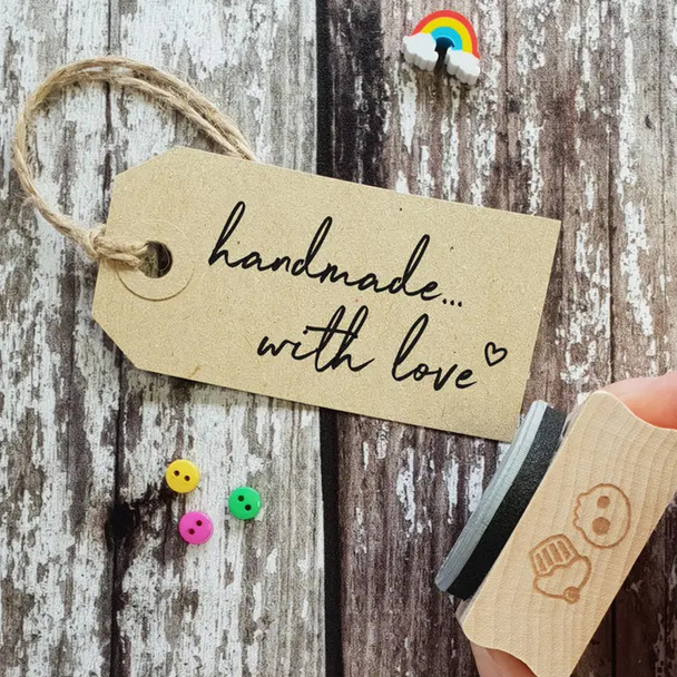 Handmade with Love Script Rubber Stamp | Skull and Cross Buns